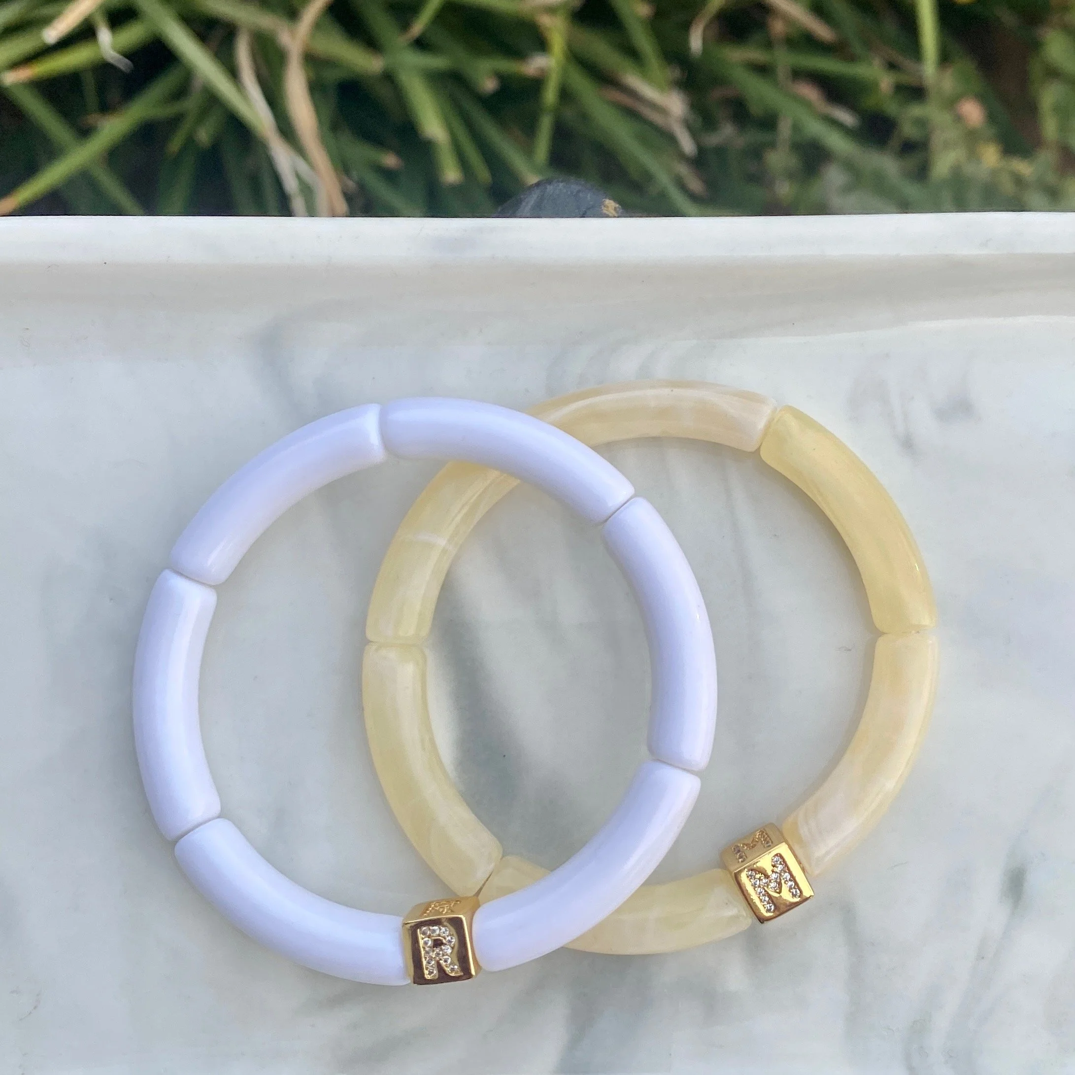 Charly Hillman 8mm Acrylic Bamboo Initial Bracelet  - 6.jpeg