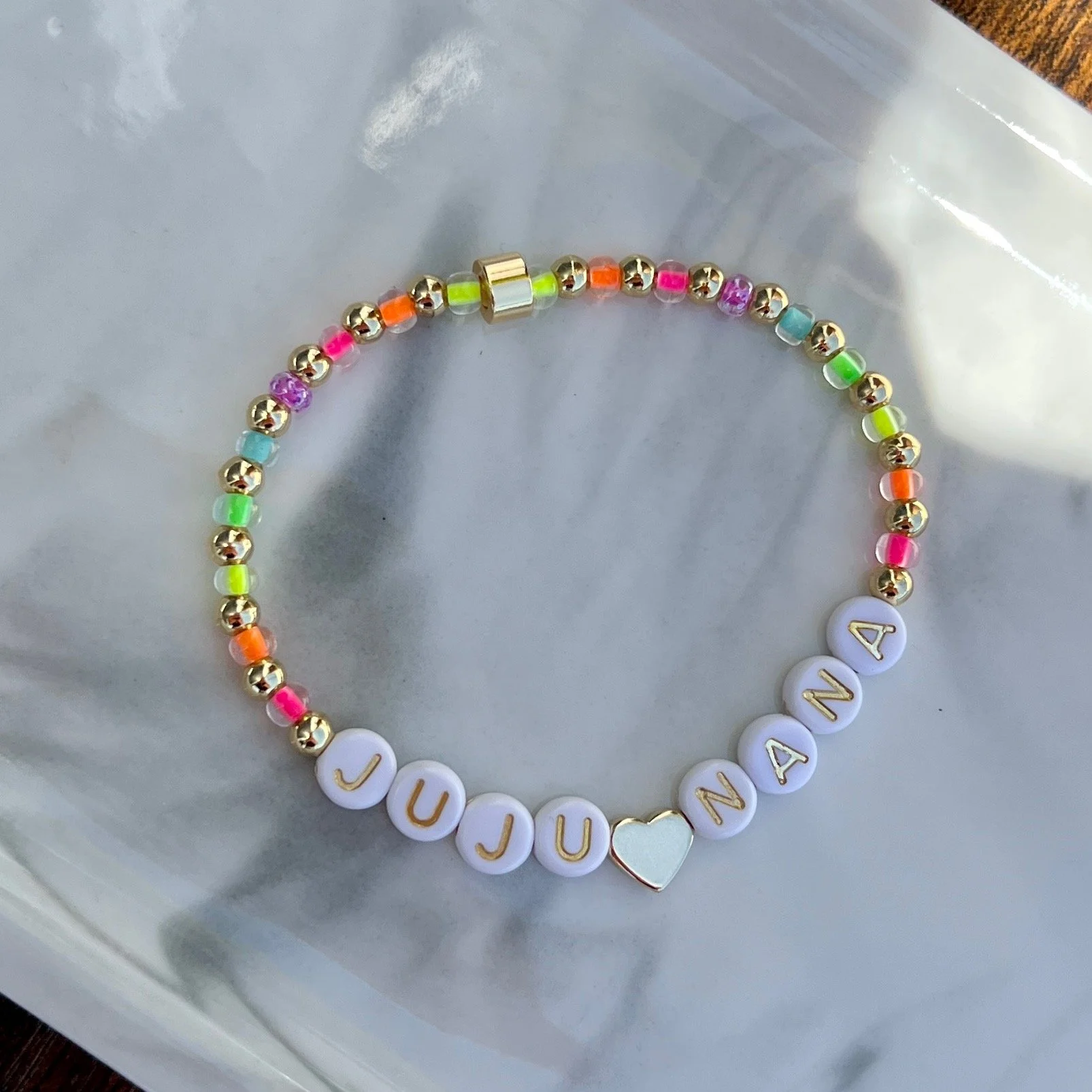 Charly Hillman Neon + Gold Name Bracelet  - 2.jpeg