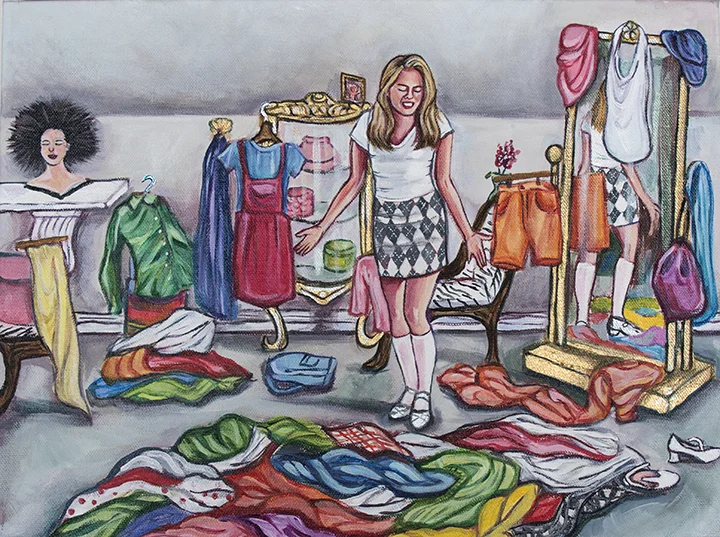 "Where is my white collarless shirt from Fred Segal!?"