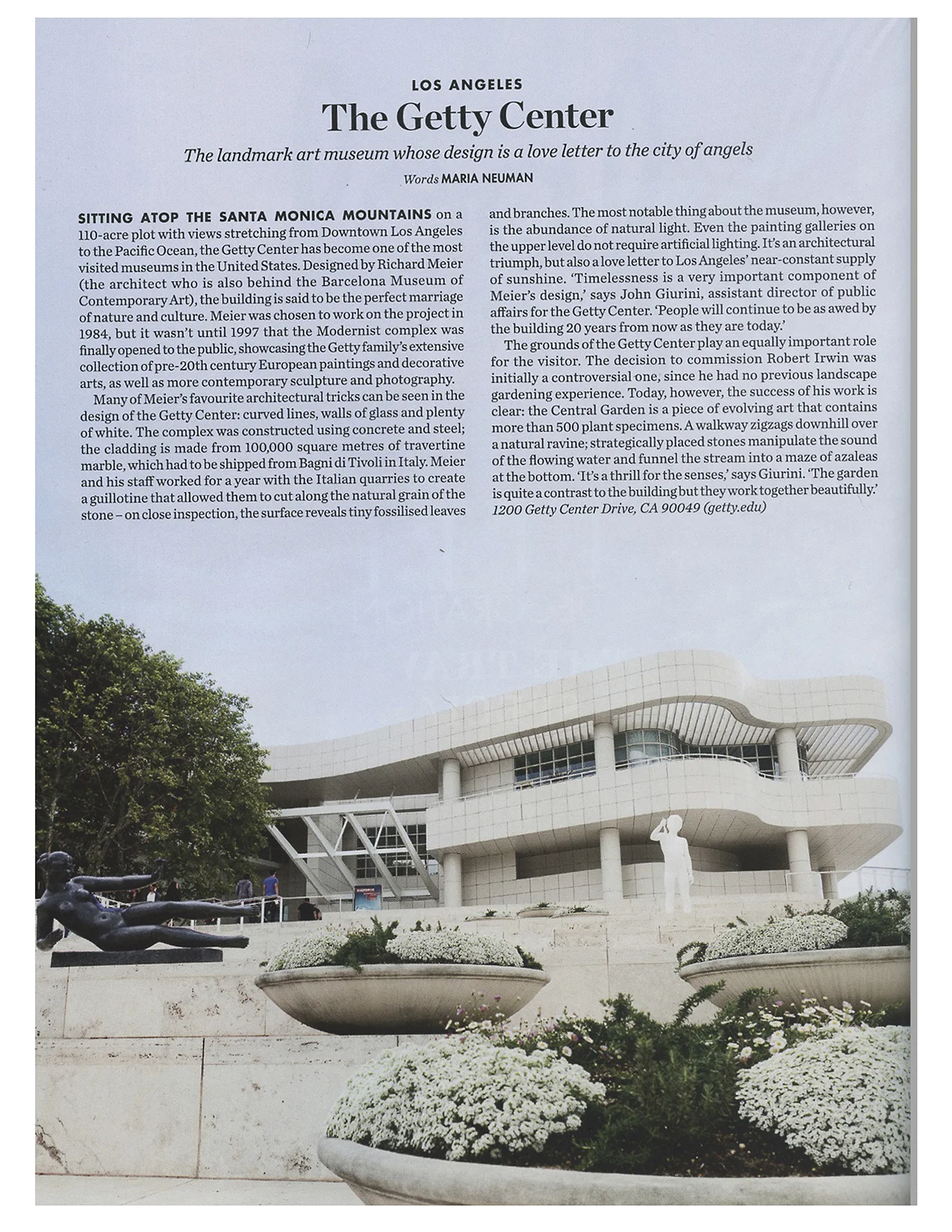 Elle Decor UK: The Getty Center
