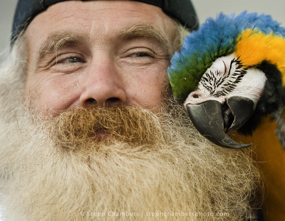 John Weaver of North Braddock shares a moment with his 12-year-old macaw Drew Barrymore during the OHPA bird fair on Sunday, Oct. 18, 2015 at the Circleville Volunteer Fire Department near Irwin. Three more events are planning for Pittsburgh in 2016.