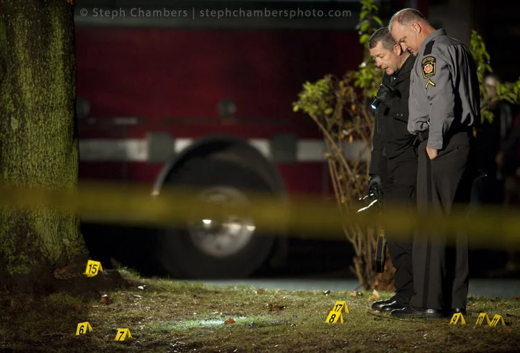 Police investigate the scene of St. Clair Township police office Lloyd Reed's death at 131 Ligonier Street  in New Florence on Sunday, Nov. 29, 2015. 