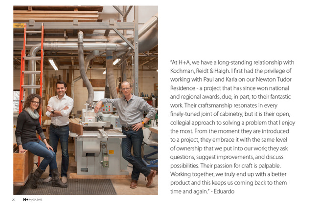 KR+H's Karla Monkevich, H+A Designer Eduardo Serrate, and KR+H's Paul Reidt in our shop.