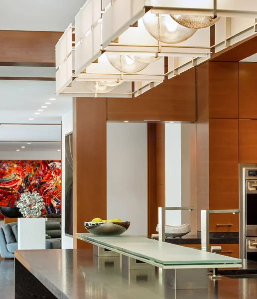 A detail shot, showing the play of light, materials, and design. Kitchen design by KR+H's Karla Monkevich and Paul Reidt.