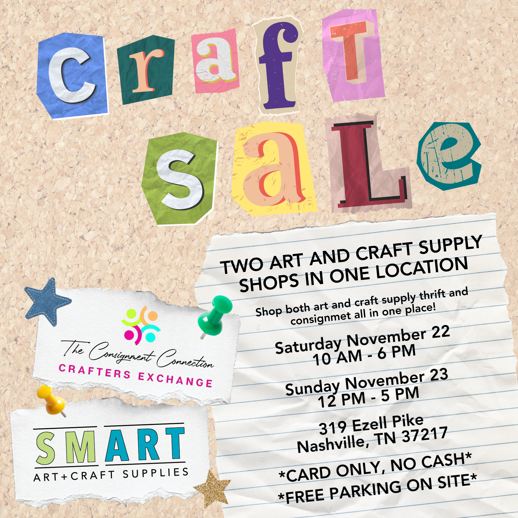 Art + craft supply CONSIGNMENT and THRIFT STORE pop-up!