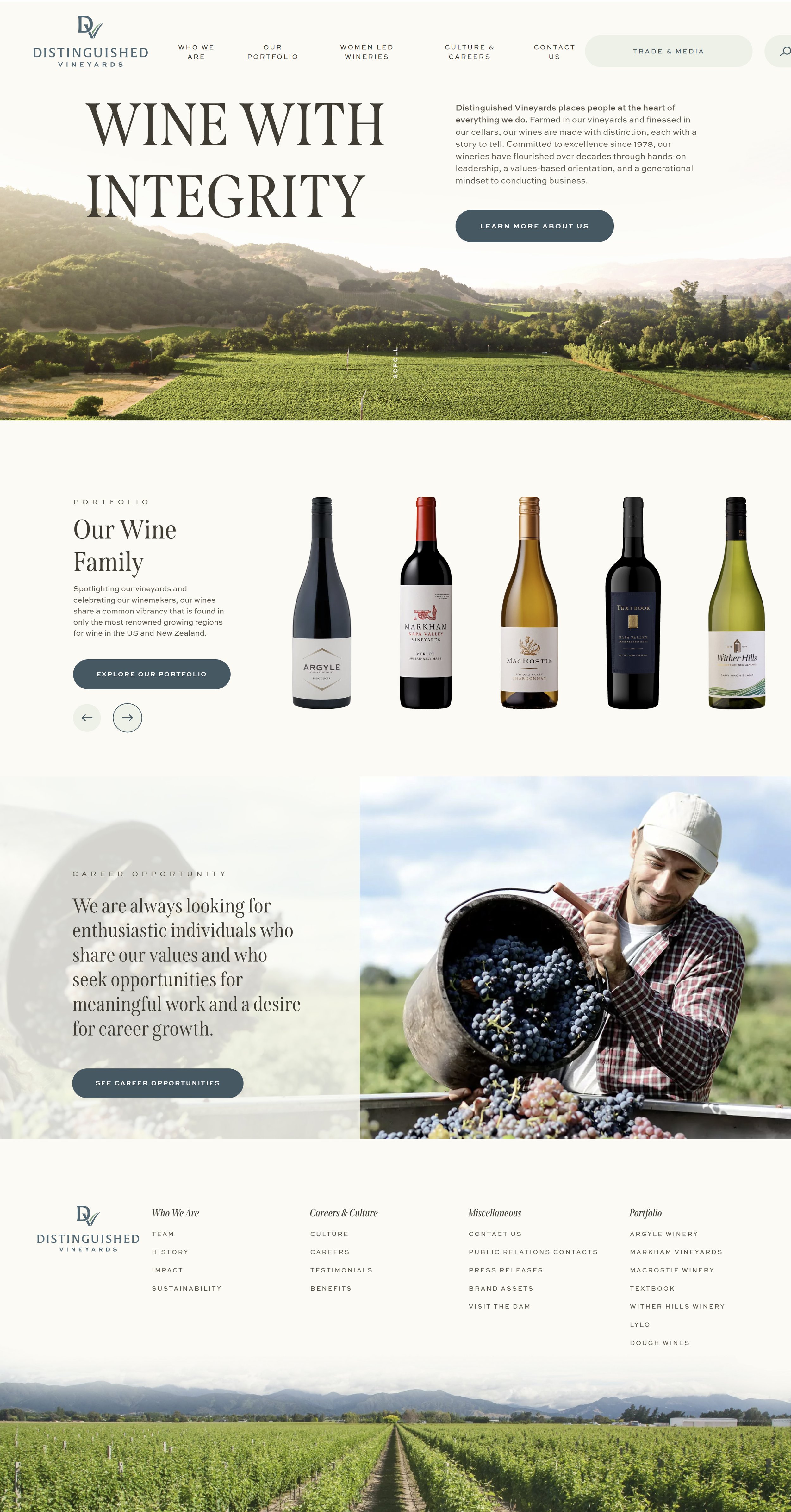    Distinguished Vineyards Corporate Site   Launched January 2022 Complete Project Management | Agency Selection | Partial Copywriting | QA | Post Launch Content Support Designed by  Affinity Creative  |  distinguishedvineyards.com      