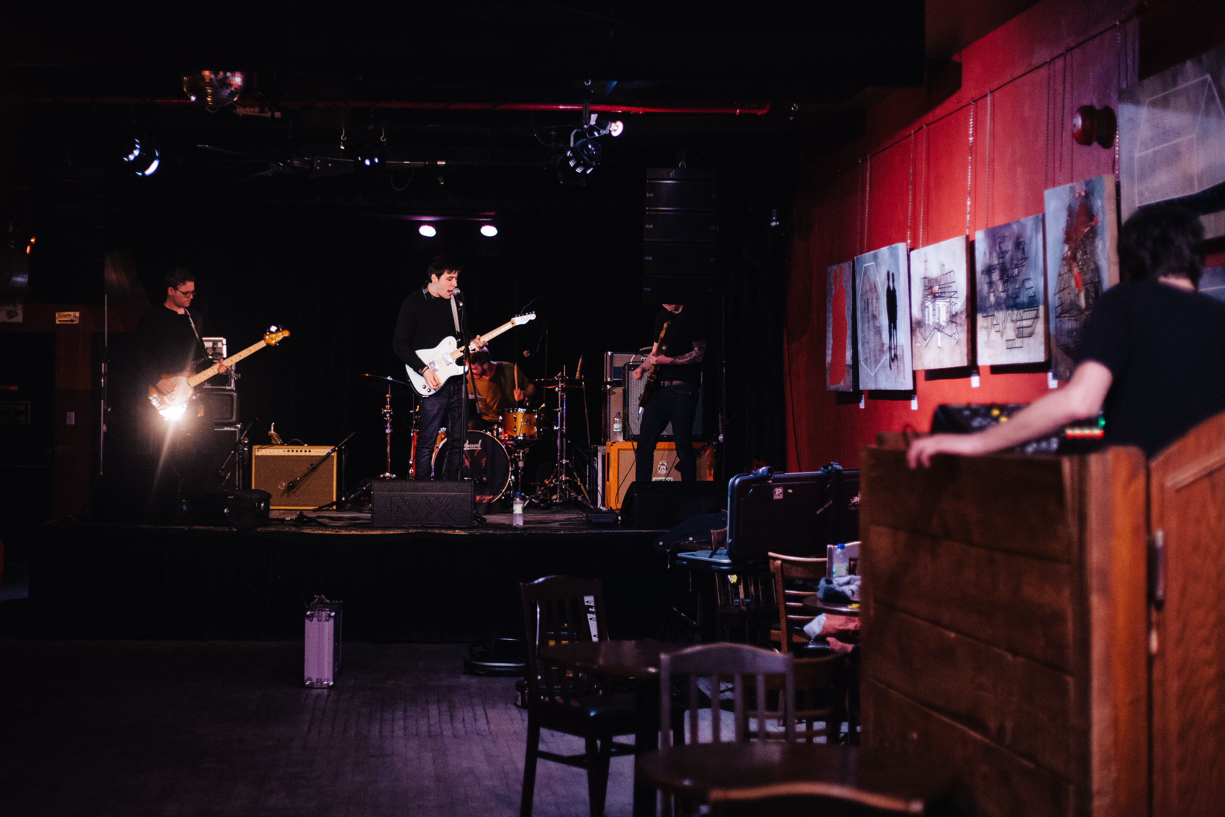 Signals Midwest sound check before their first show of the tour with The Smith Street Band and Hard Girls in Le Divan Orange in Montreal, Quebec, Tuesday April 5, 2016.