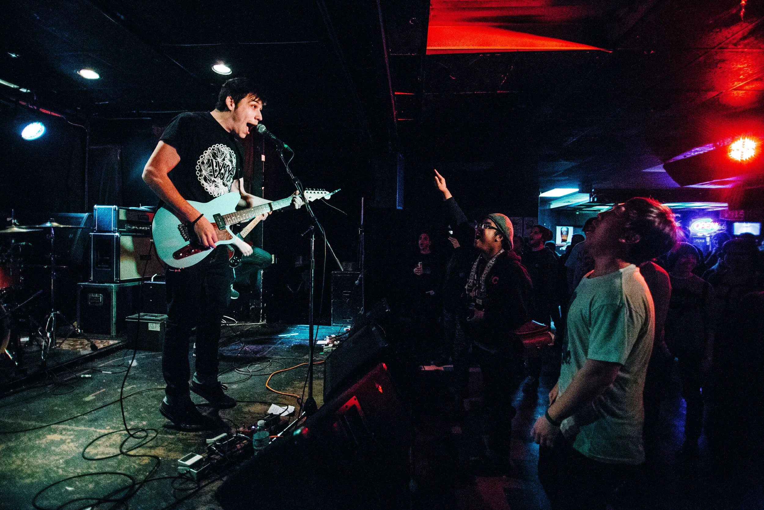 Rafael Santos enthusiastically sings along during Signals Midwest's set at the Hard Luck Bar in Toronto, Ontario, Wednesday April 6, 2016.