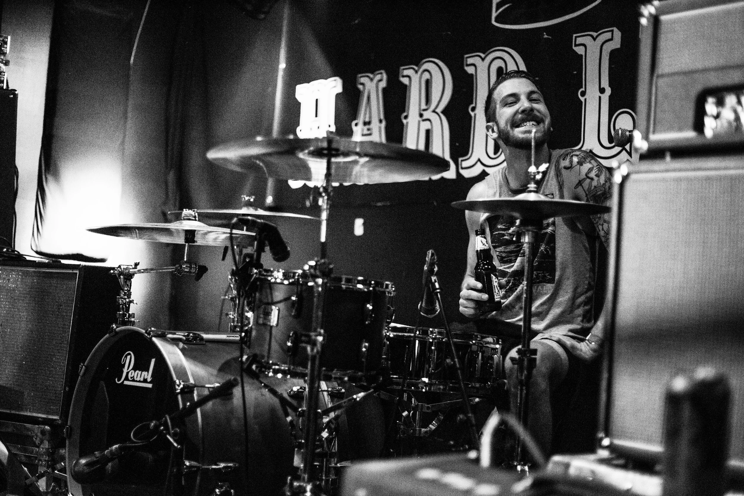 Steve Gibson smiles in between songs and sips of beer at the Hard Luck Bar in Toronto, Ontario, Wednesday April 6, 2016.