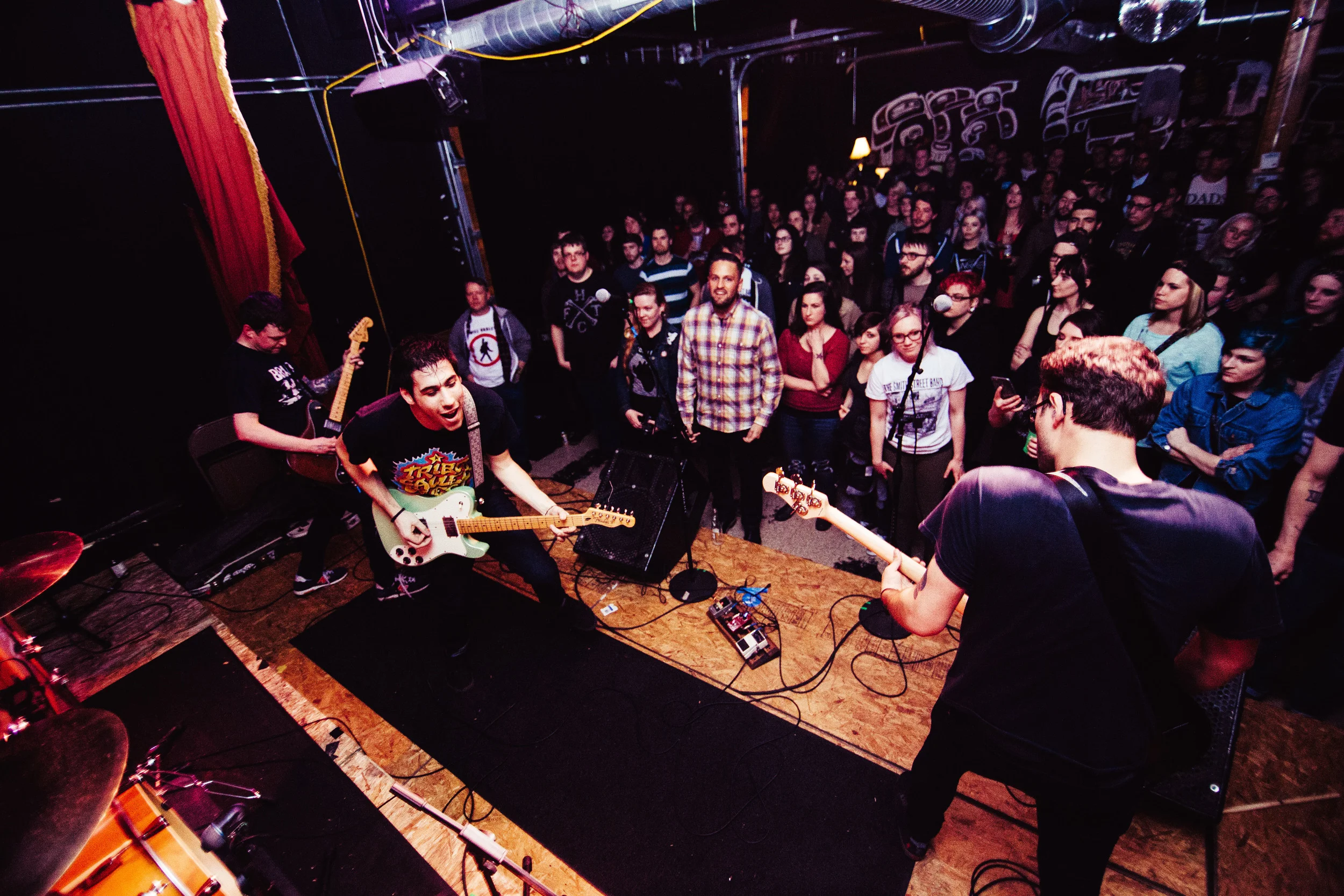 Signals Midwest and the crowd during the set at Mahall's in Cleveland, Ohio, Thursday, April 7, 2016.