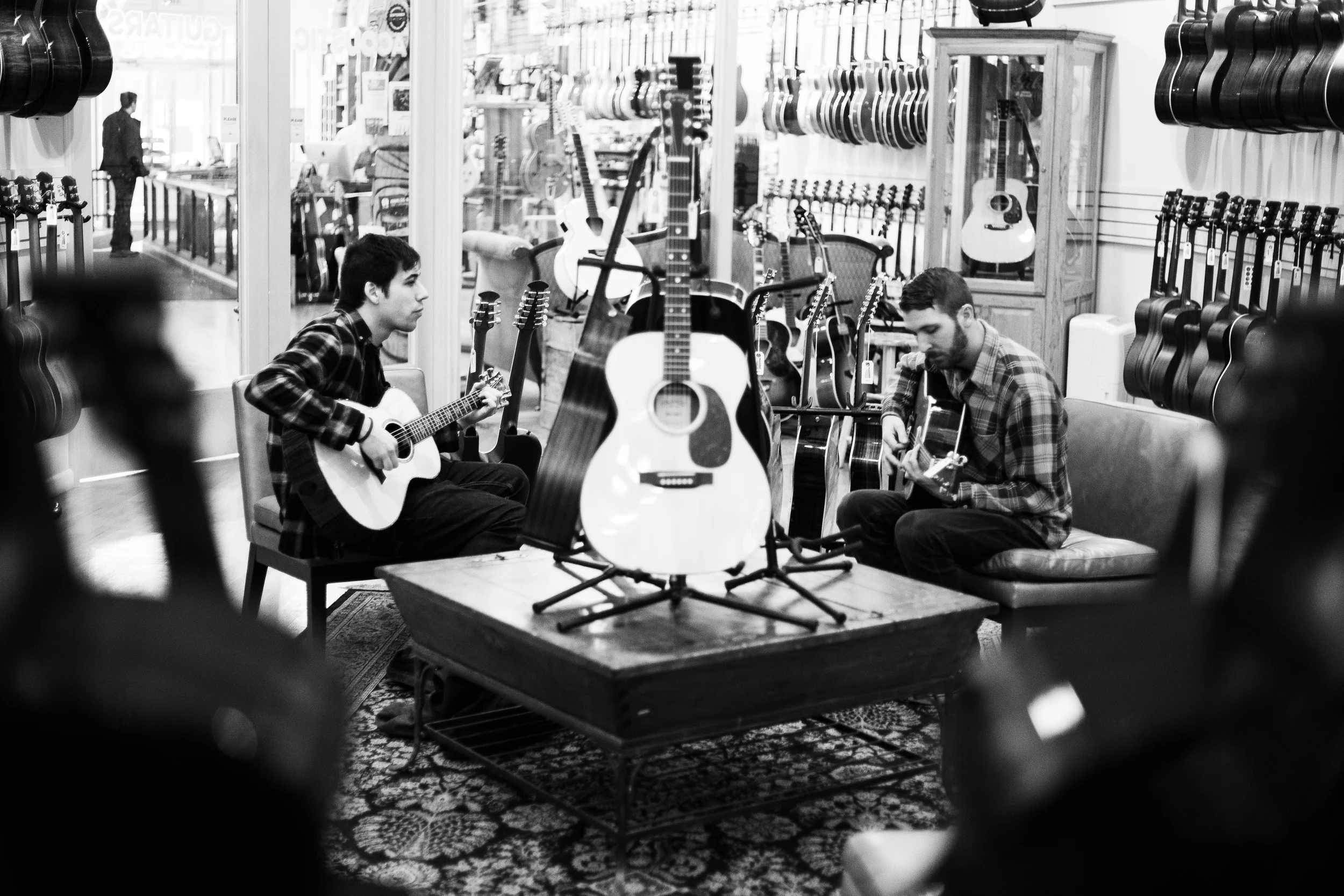 Max and Steve at Chicago Music Exchange in Chicago, Illi nois, Monday, April 11, 2016.
