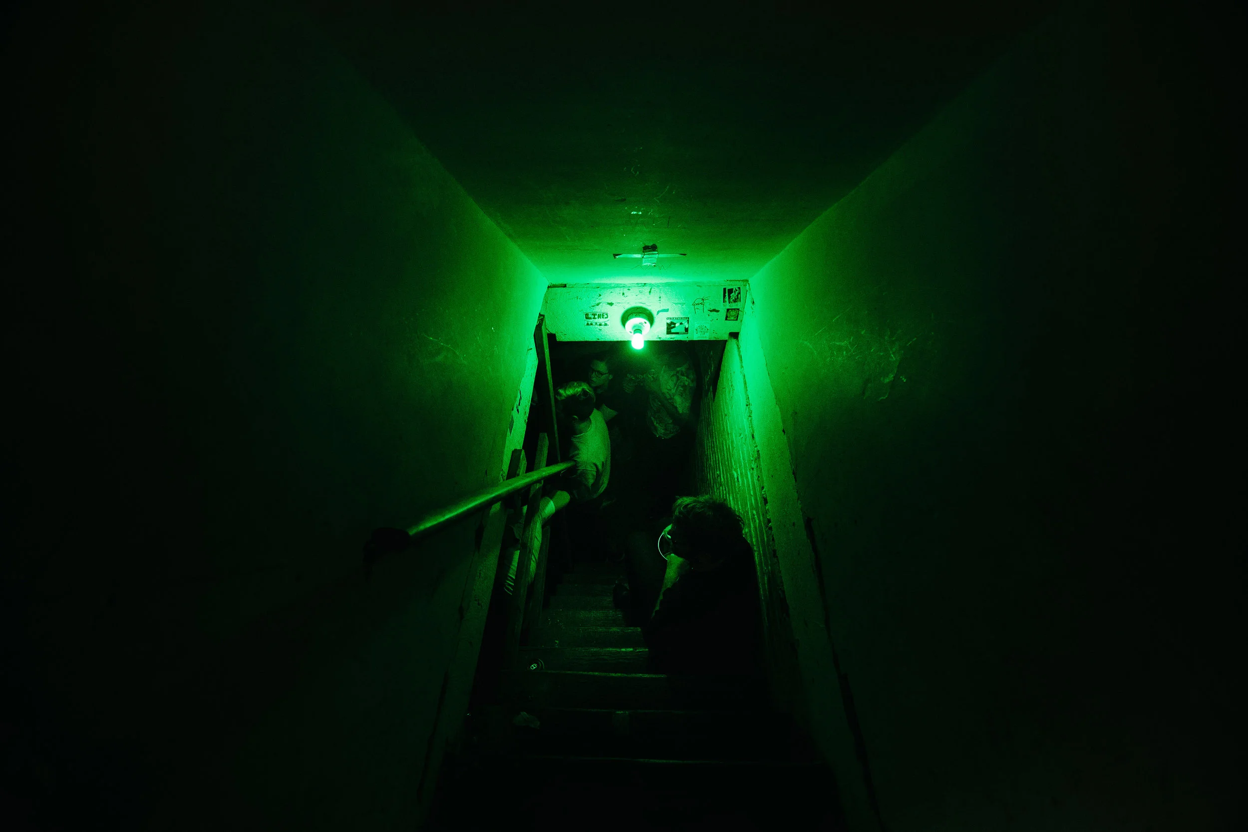 The stairs to the basement/show area in Richmond, Virginia.