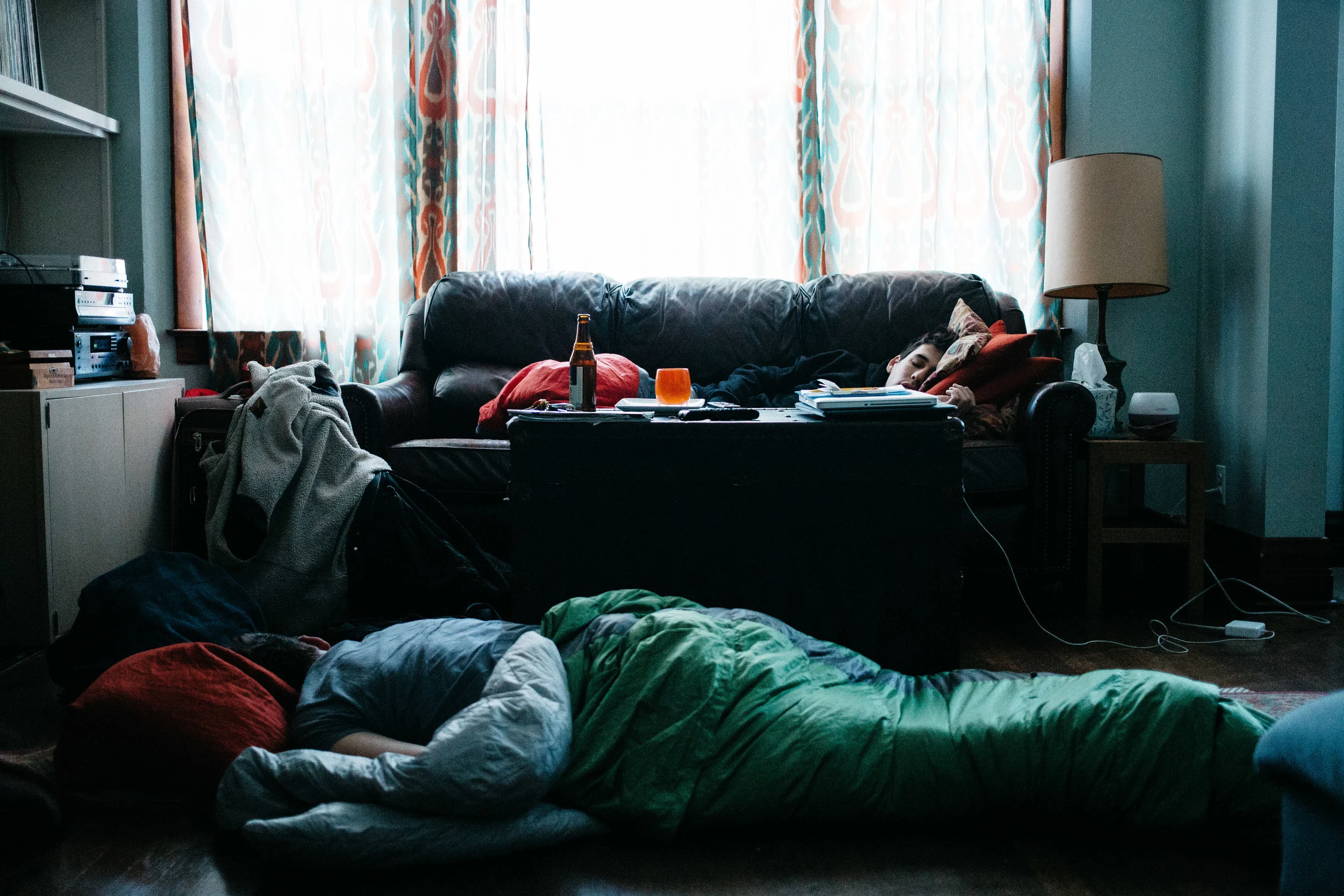 Loren and Max sleep the morning everyone inevitably went home. Side note: this was the last photo I took on tour. 