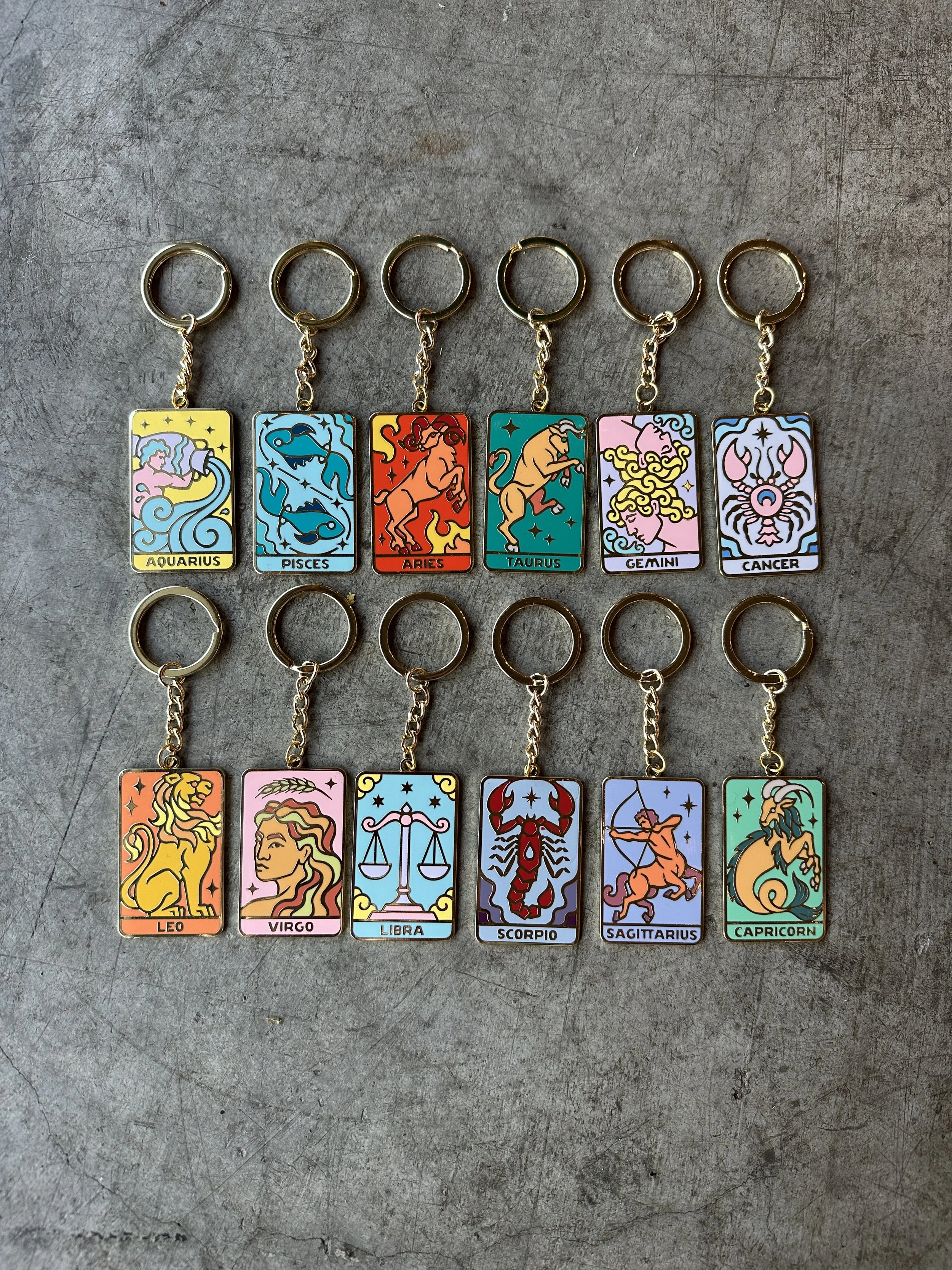 Enamel Zodiac Key Chain // Shippable