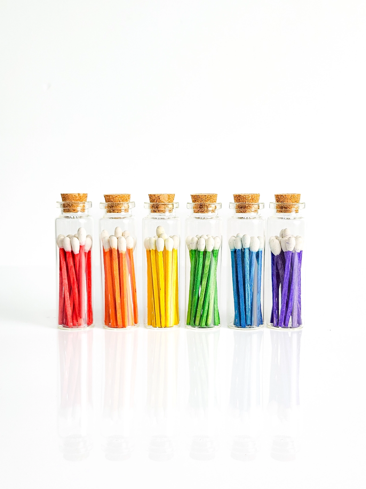 Colorful Matchsticks in Glass Vial // Shippable