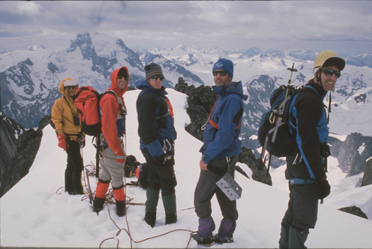 Yuki Fujita, Paul Dale Tom Carey, Richard Doucette and Tom Boydston Summit of Pioneer Peak, Northern Adamants, British Columbia Photo by Chris Dame