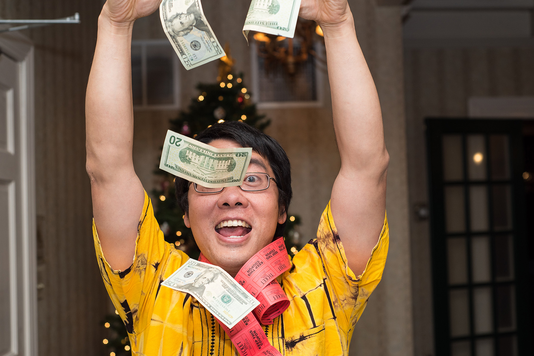Aside from the formal awards, many folks won some great prizes by PARTICIPATING in the annual raffle. Victor, pictured here, sold tickets and very carefully kept track of the cash.