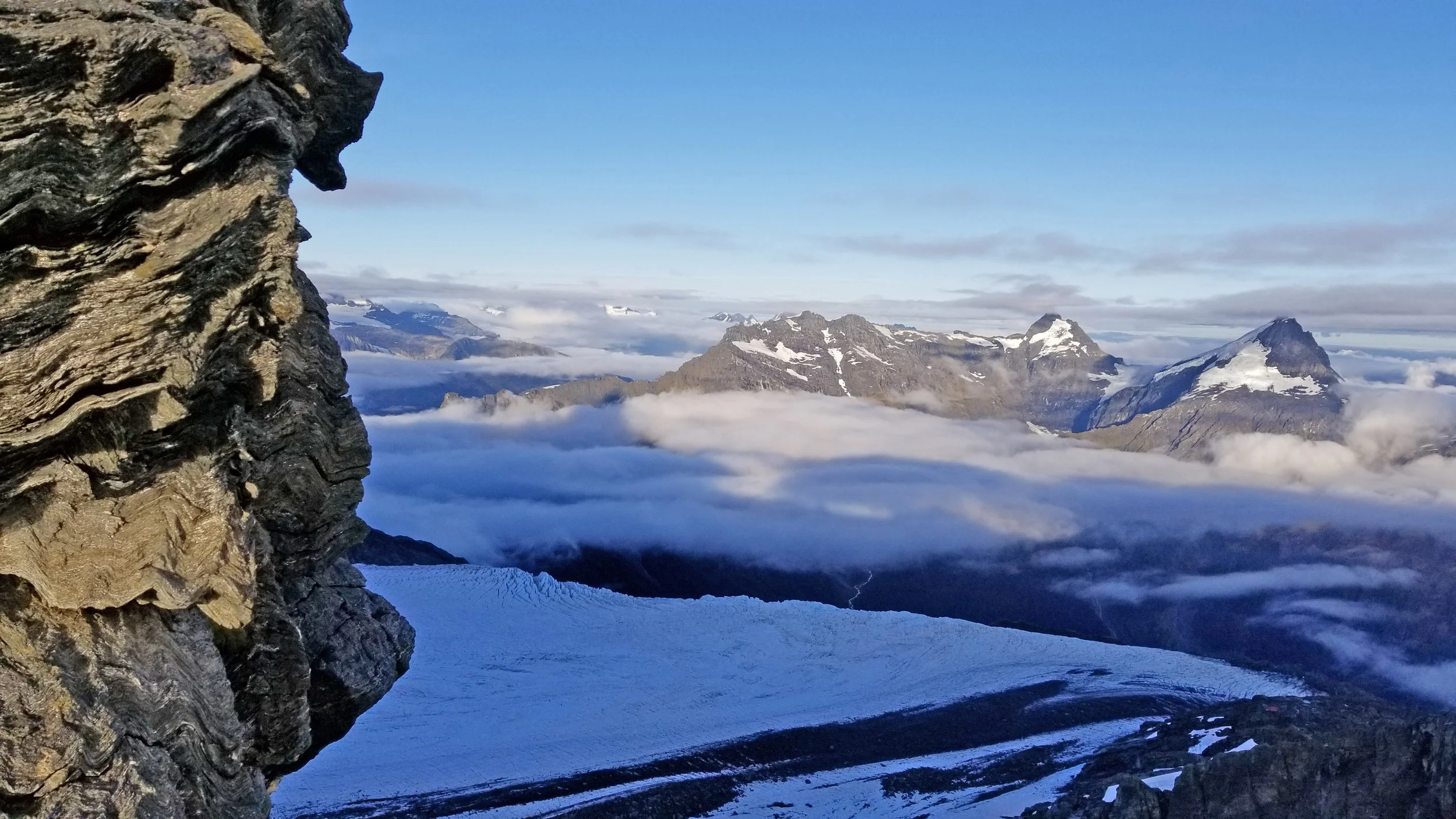 Looking out from a cliff band