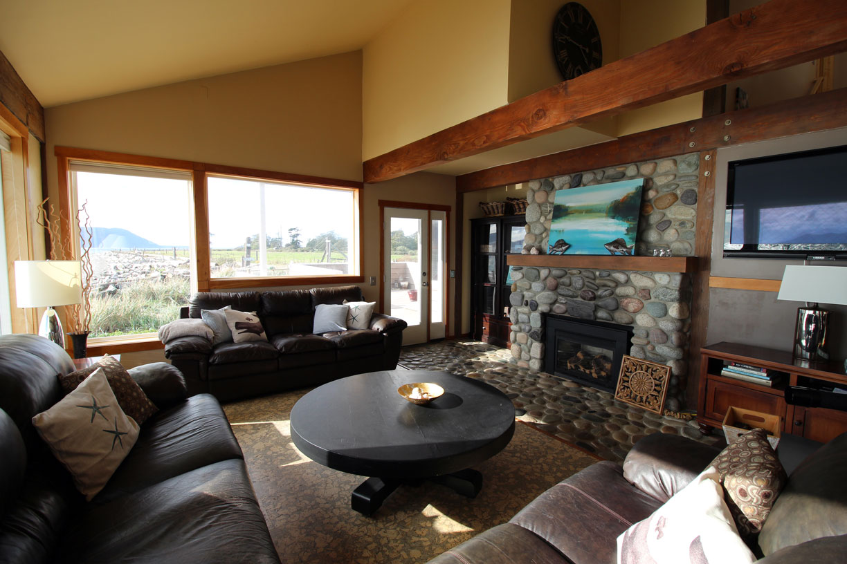 Living room with convertible couch