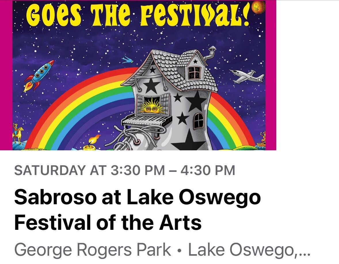 Don&rsquo;t miss Sabroso as we perform a set @artsinlo this Saturday at 3:30pm. 

#latinmusic 
#funk
#salsadancing
#portlandoregon
#livemusic
#thingstodoinlakeoswego #thingstodoinportlandoregon #lakeoswegofestivalofthearts