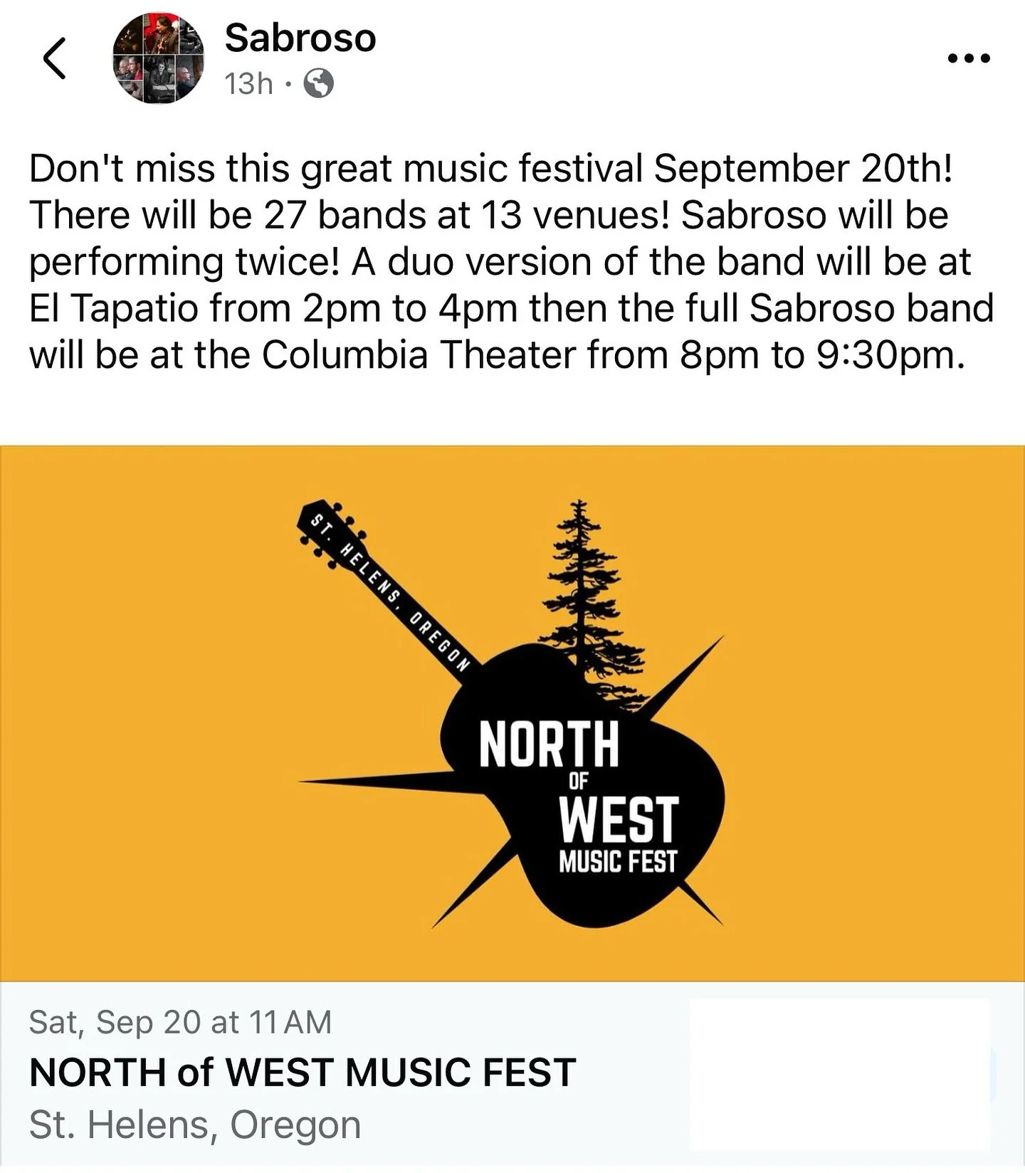 Don&rsquo;t miss this all day music fest!
 
#latinmusic 
#funk
#salsadancing
#portlandoregon
#livemusic #sabrosopdx