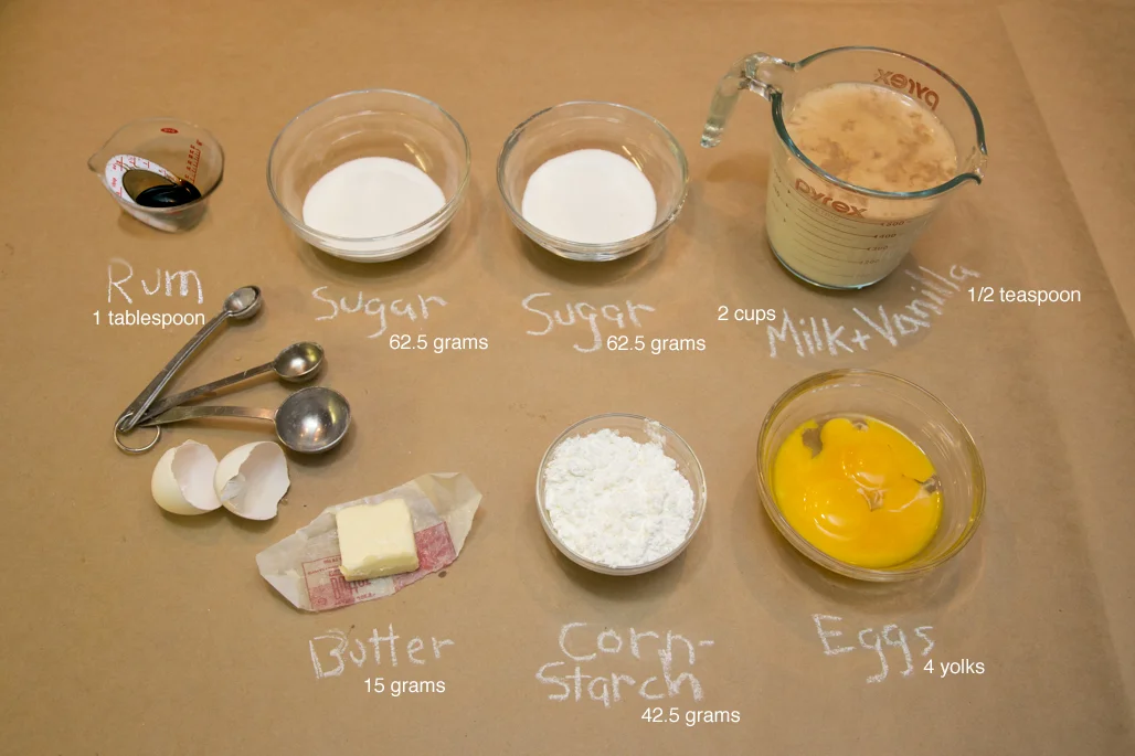Ingredients for the pastry cream. 
