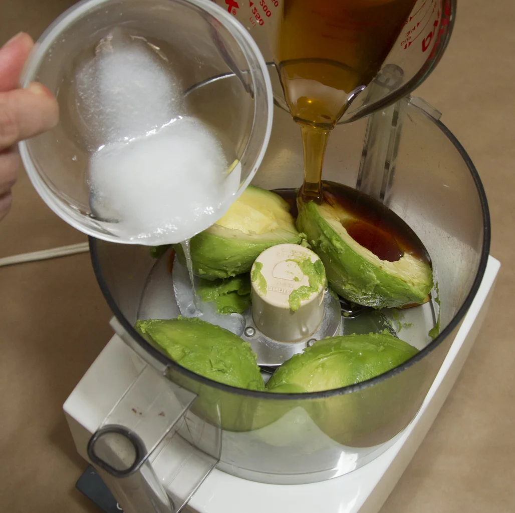 Avocado + wet ingredients. 