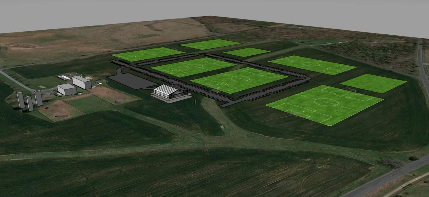 3-D model showing farm land and fields