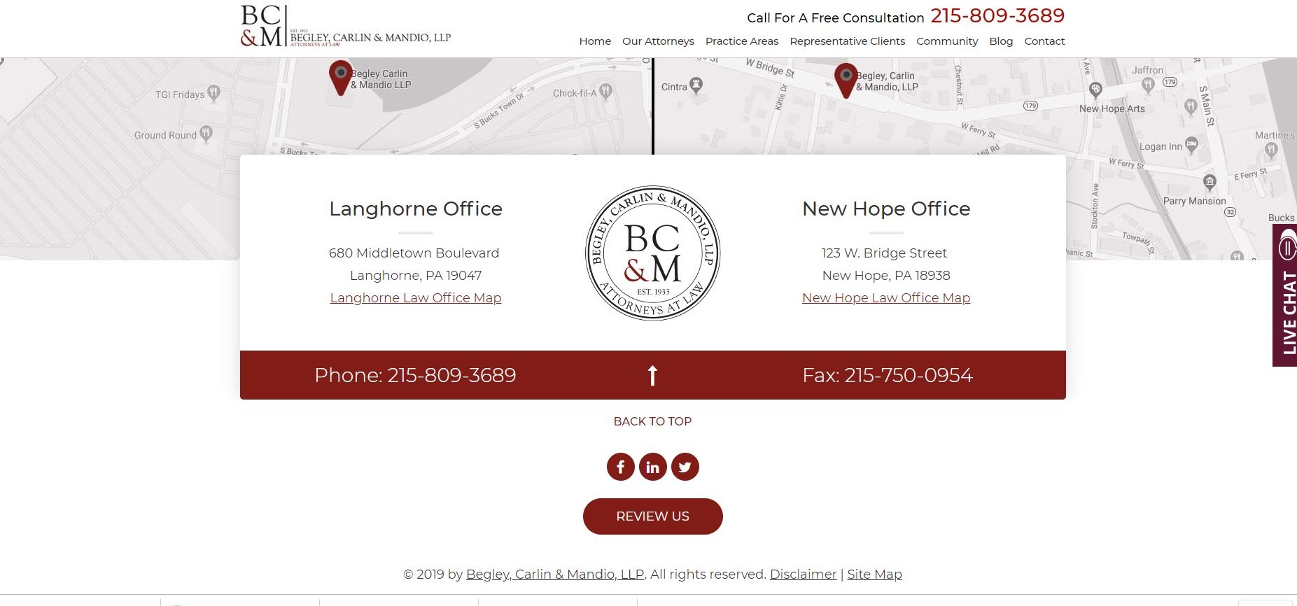 website contact page