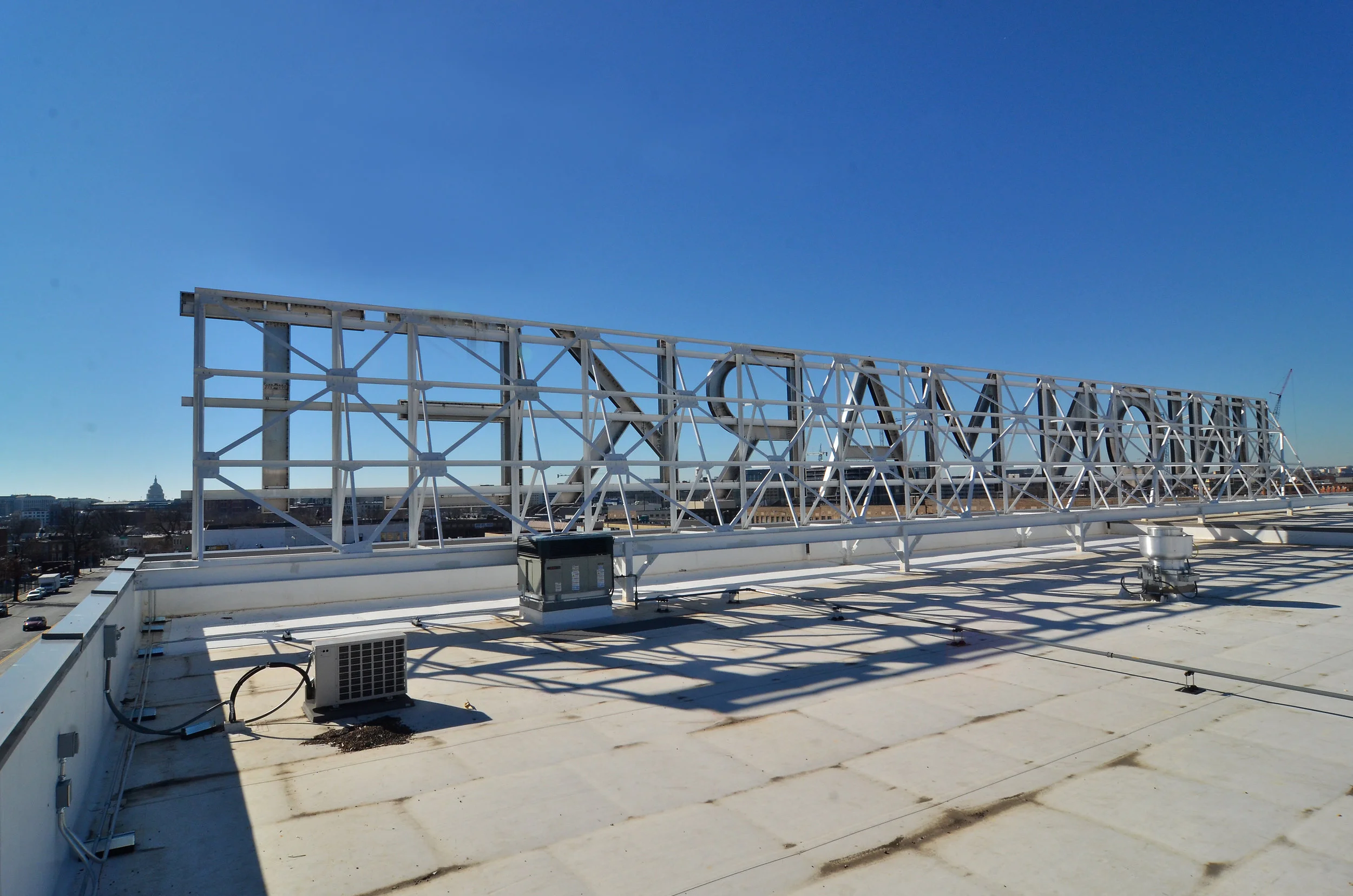 View of Capitol building with Union Market sign in foreground