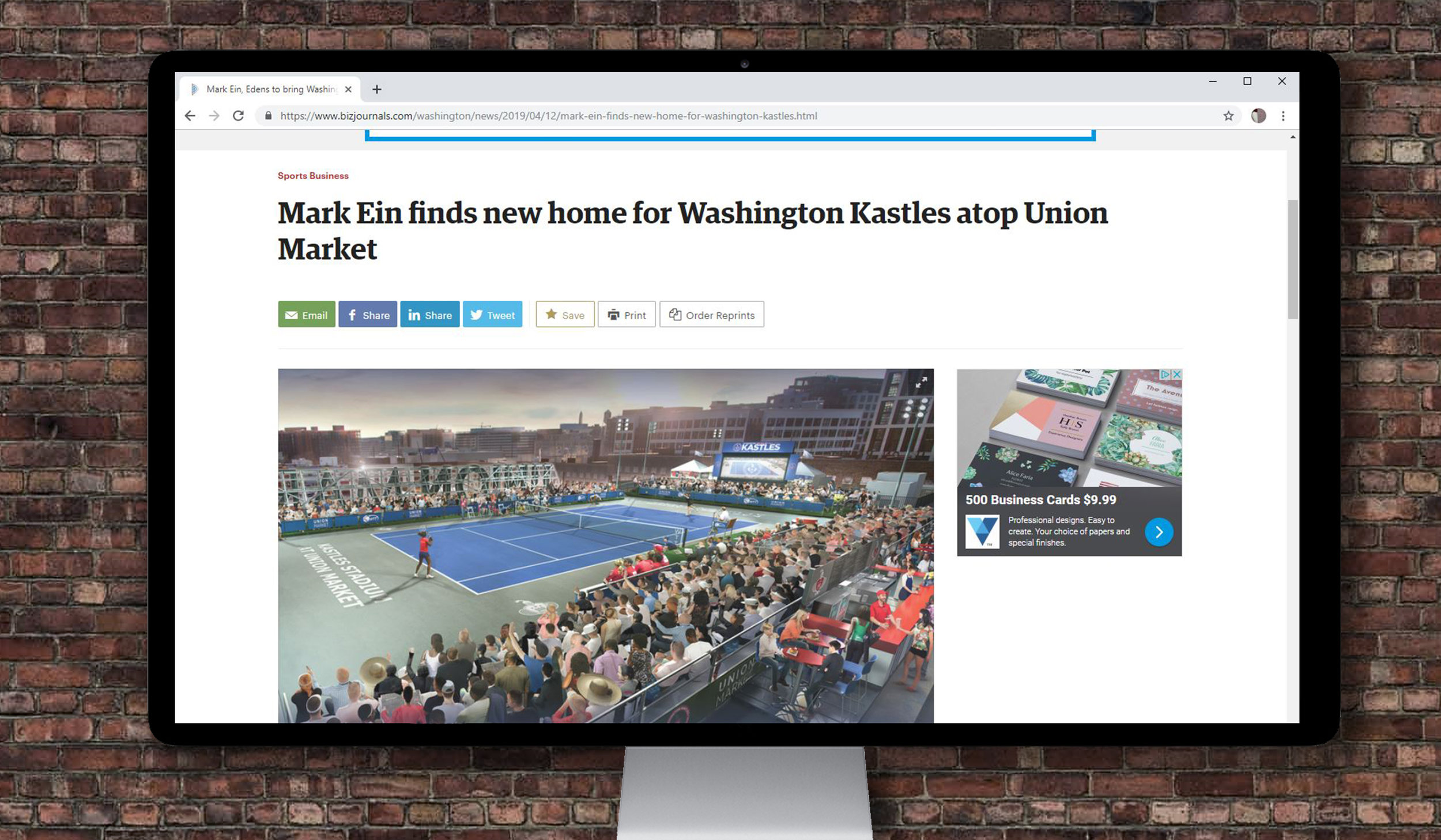 Announcement of the new tennis court on BizJournals.com