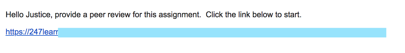 Email to Student requesting a peer review and feedback