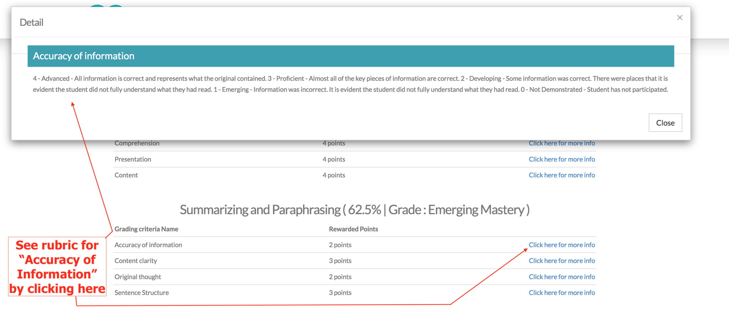 See Rubric on the Front End