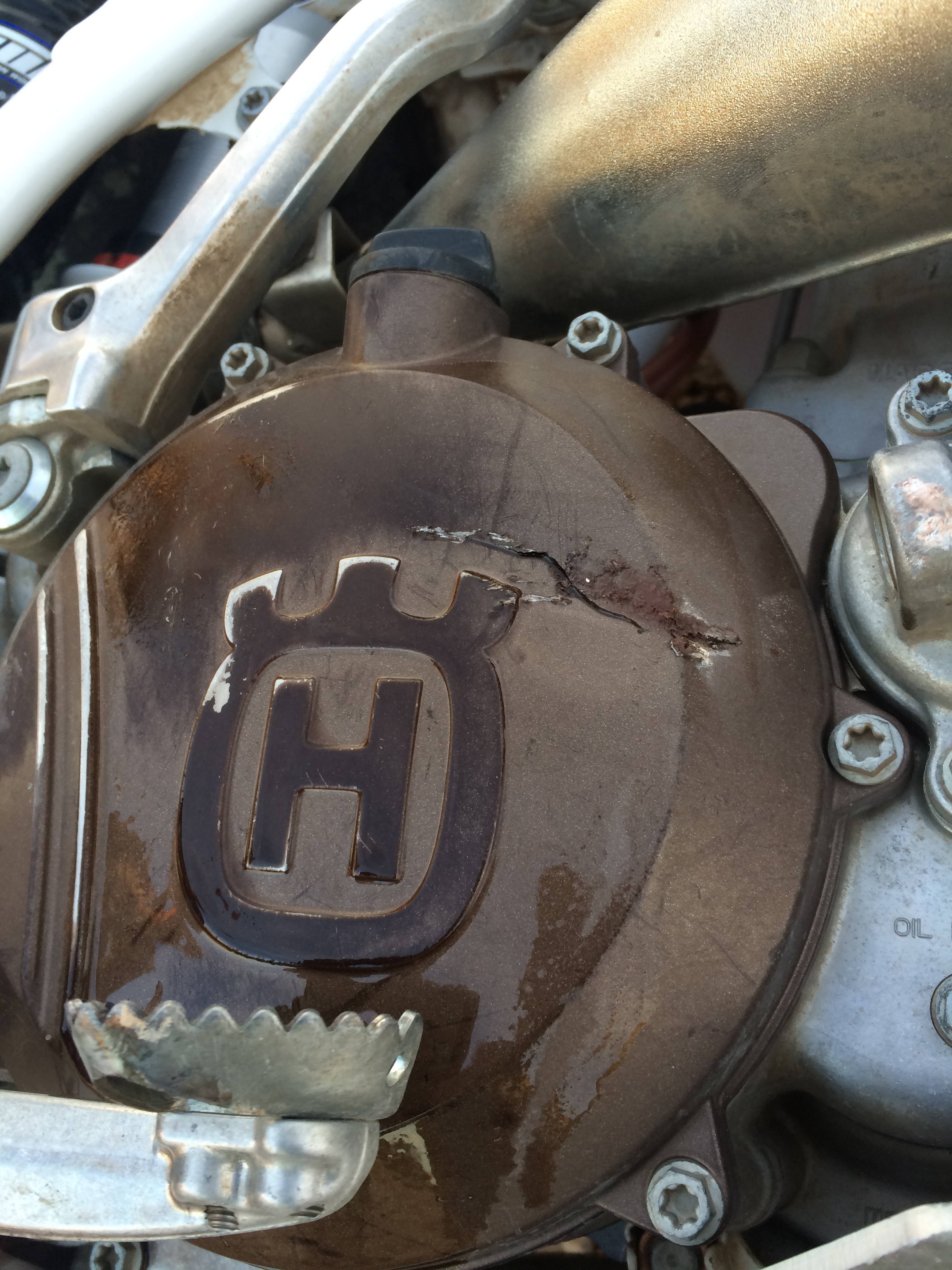 At the top of a notorious section of trail near Peach Valley a friend of ours made a little mistake and this was the result. Fortunately it was a 2 stroke and the oil that dumped out was just tranny oil and he was able to putt back to the truck without any major motor damage!