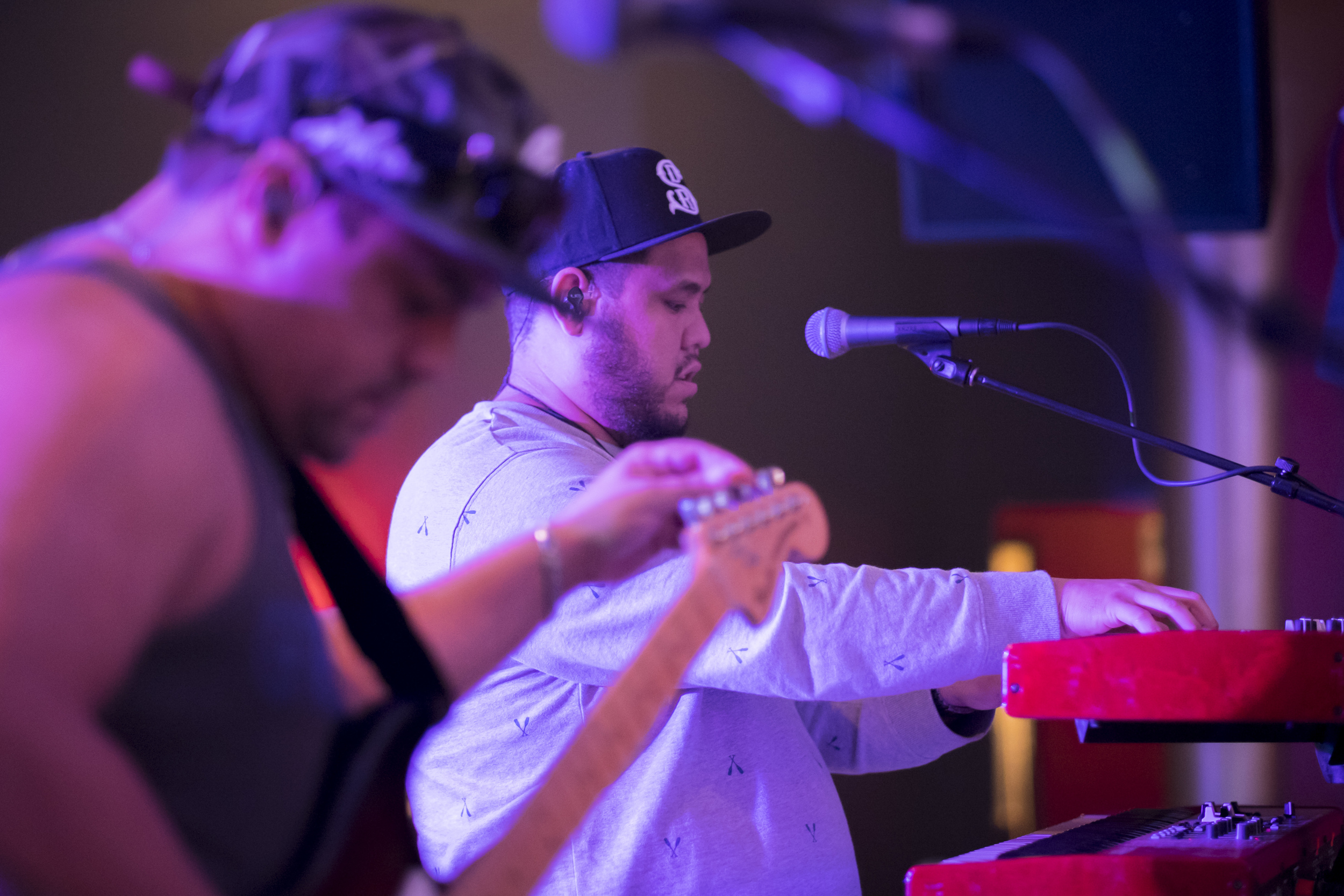 JP Kennedy and Ikaika Antone during sound check.