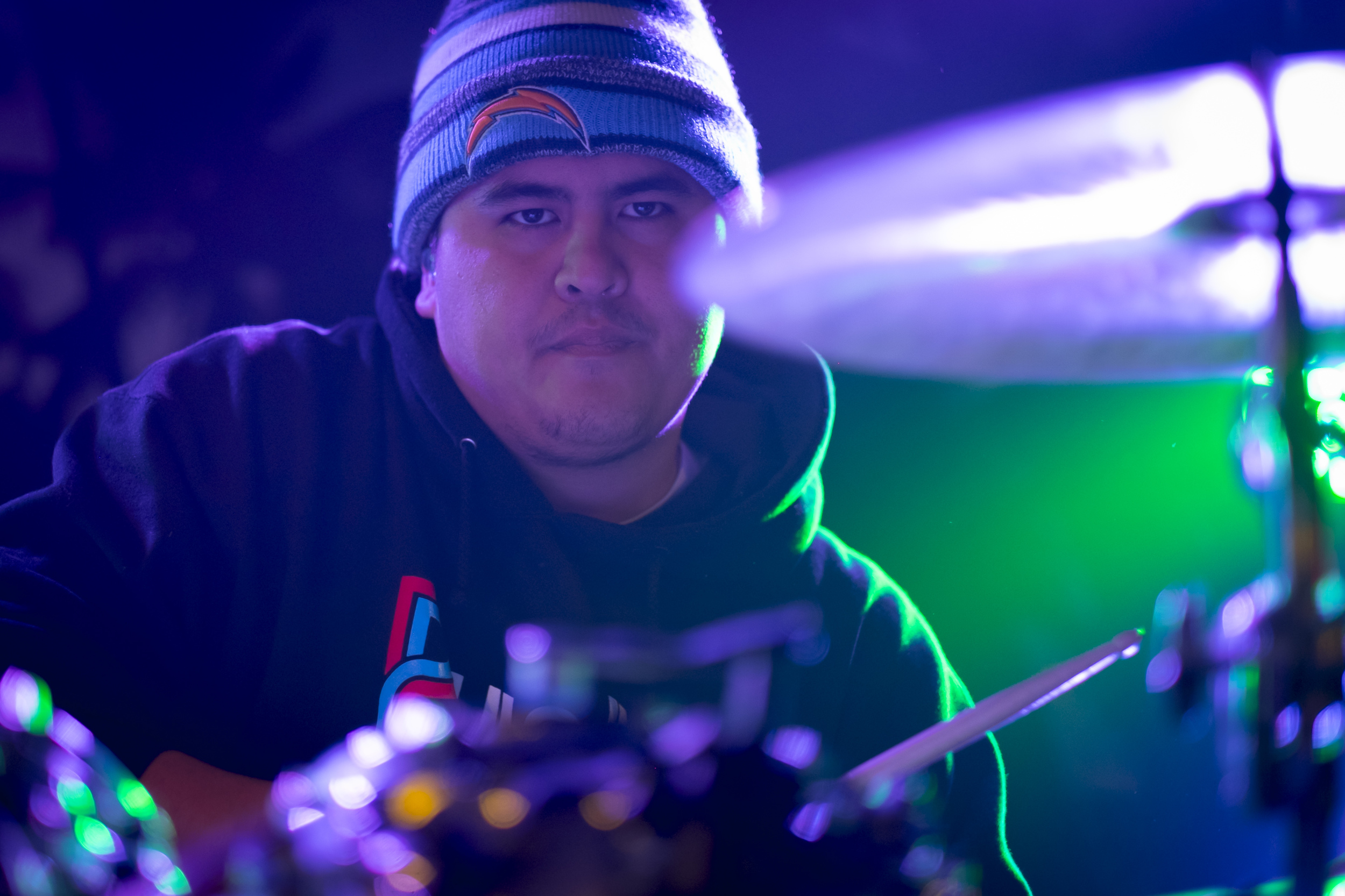 Jordan Espinoza representing drummers and the San Diego Chargers...in Seattle. GO SEAHAWKS!
