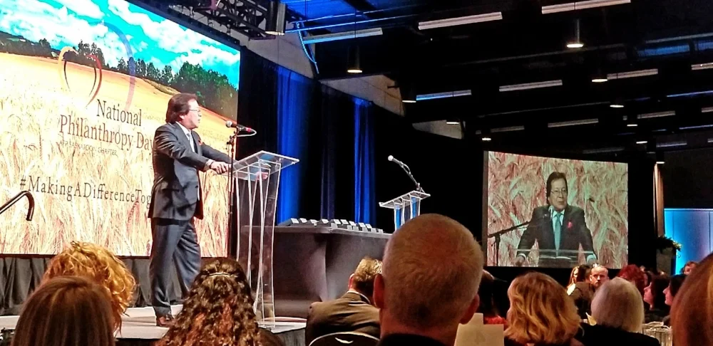 Donald Worme, QC, IPC, keynote speaker, 18th Annual National Philanthropy Day Celebration Luncheon, Saskatoon, Sk, November 15, 2018.