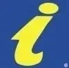 Yellow lowercase letter 'i' on a blue background