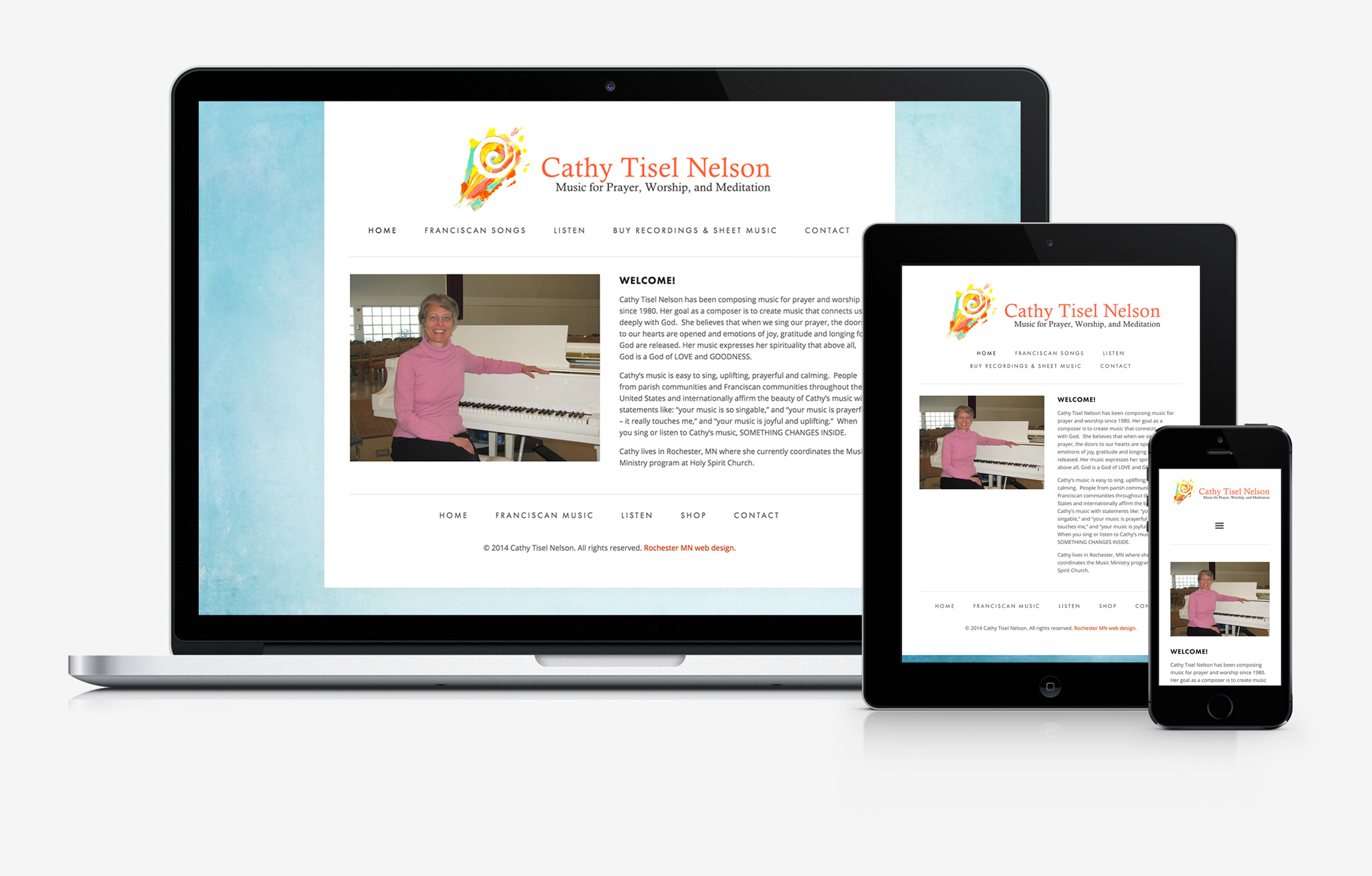 Cathy Tisel Nelson Music responsive website design mockup
