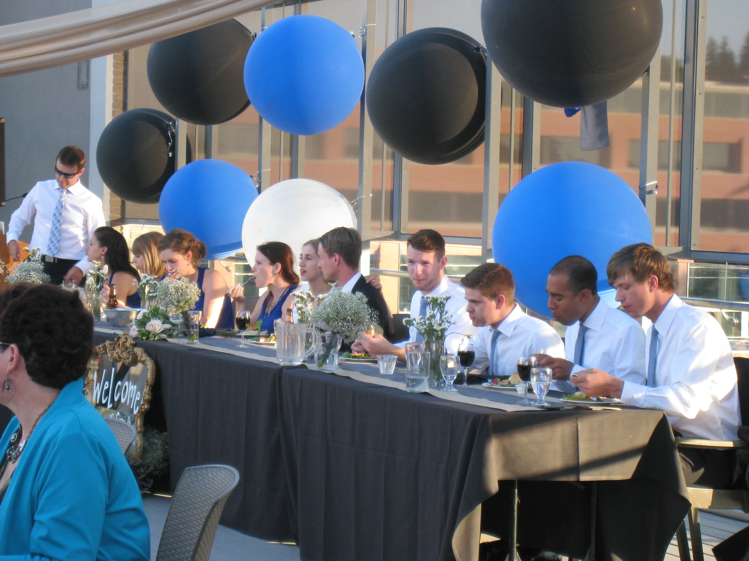 black and blue helium balloons 