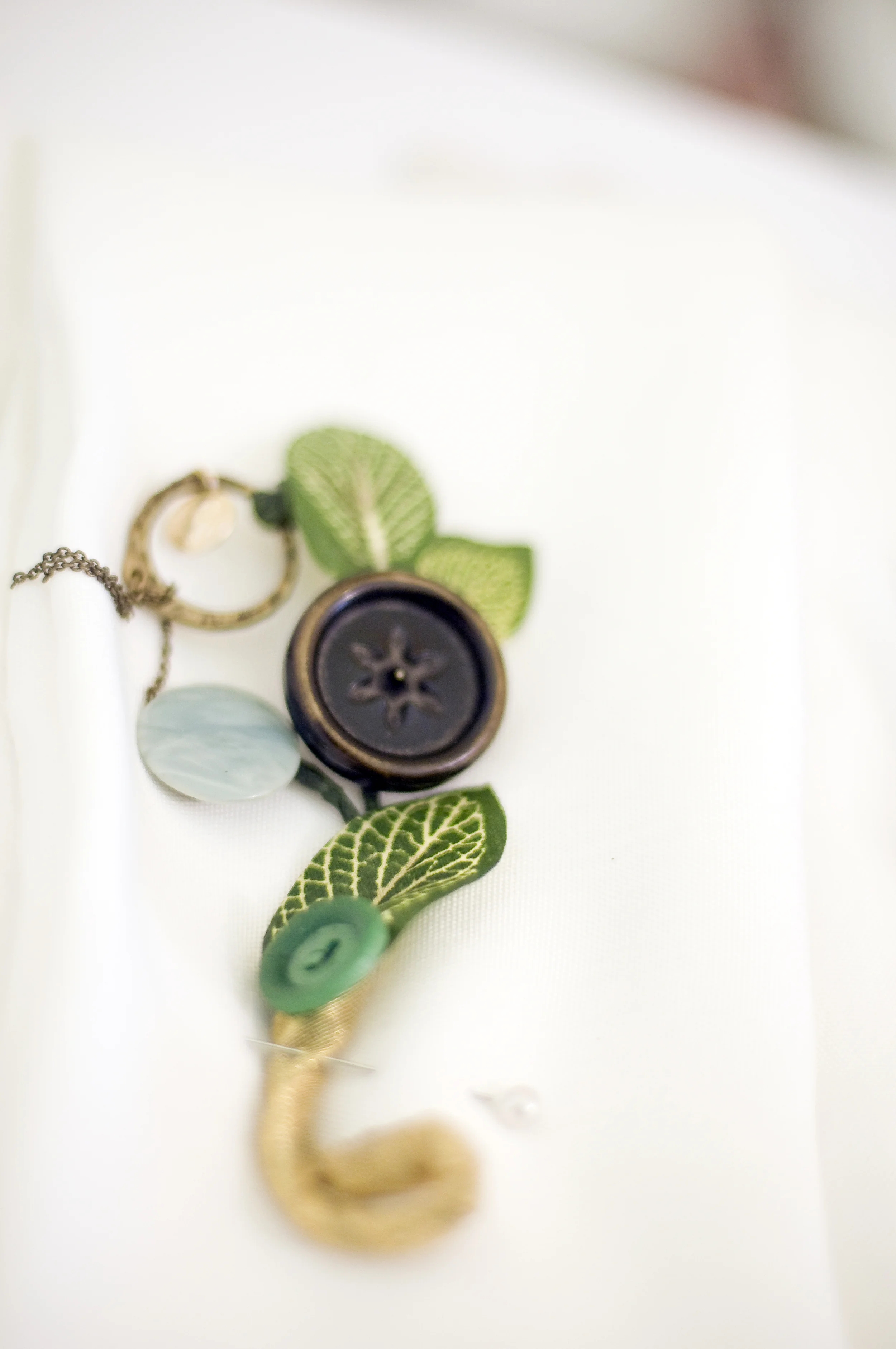 Boutonniere, antique buttons