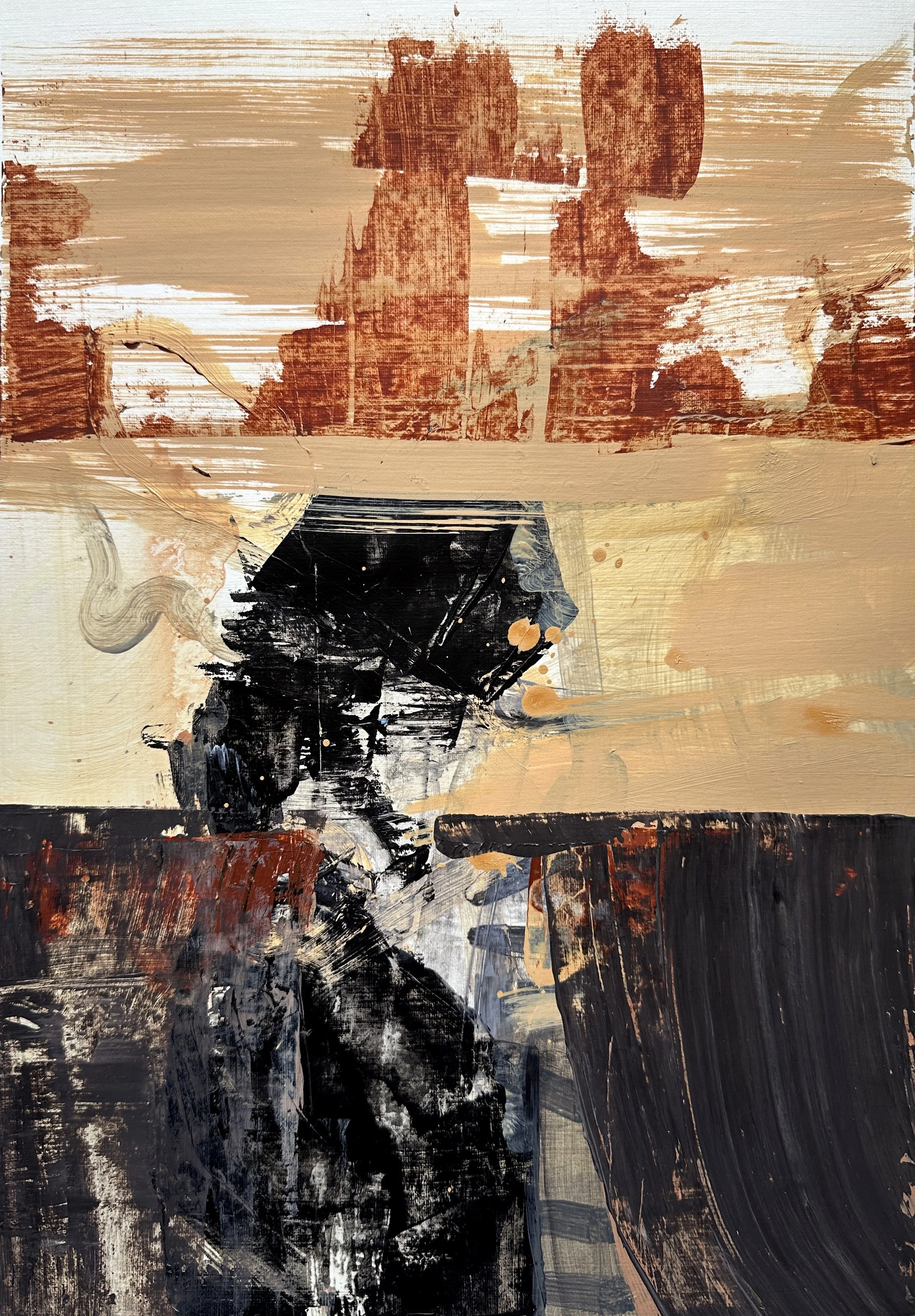 Somewhere, Down There, 16.5 x 11.7in. Acrylic on paper, 2024