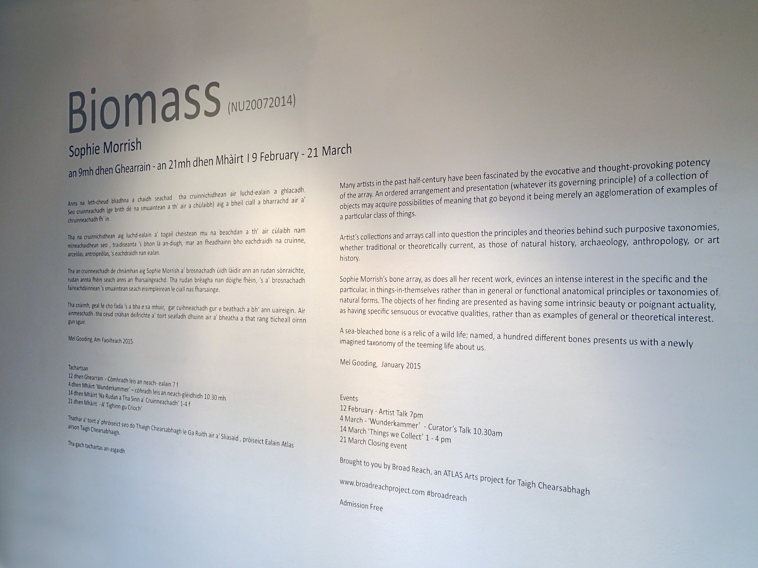 Exhibition wall text © Mel Gooding, 2015.