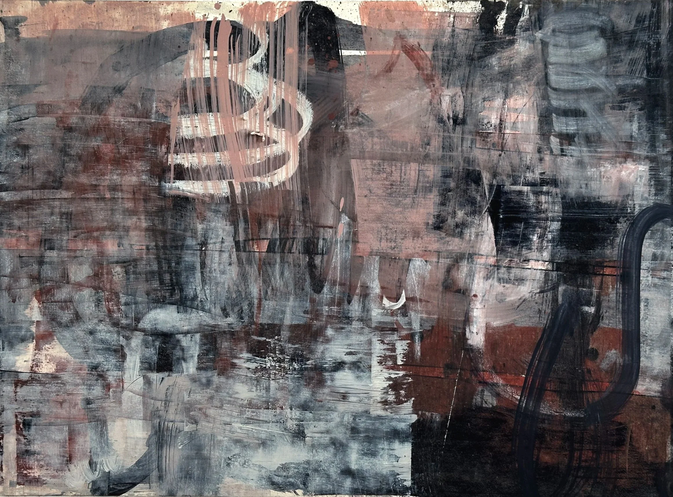 Peche Merle (ii),
Acrylic, Oil & Turpentine on Arches 300gm,
54.9 x 84.1 cm,
2025