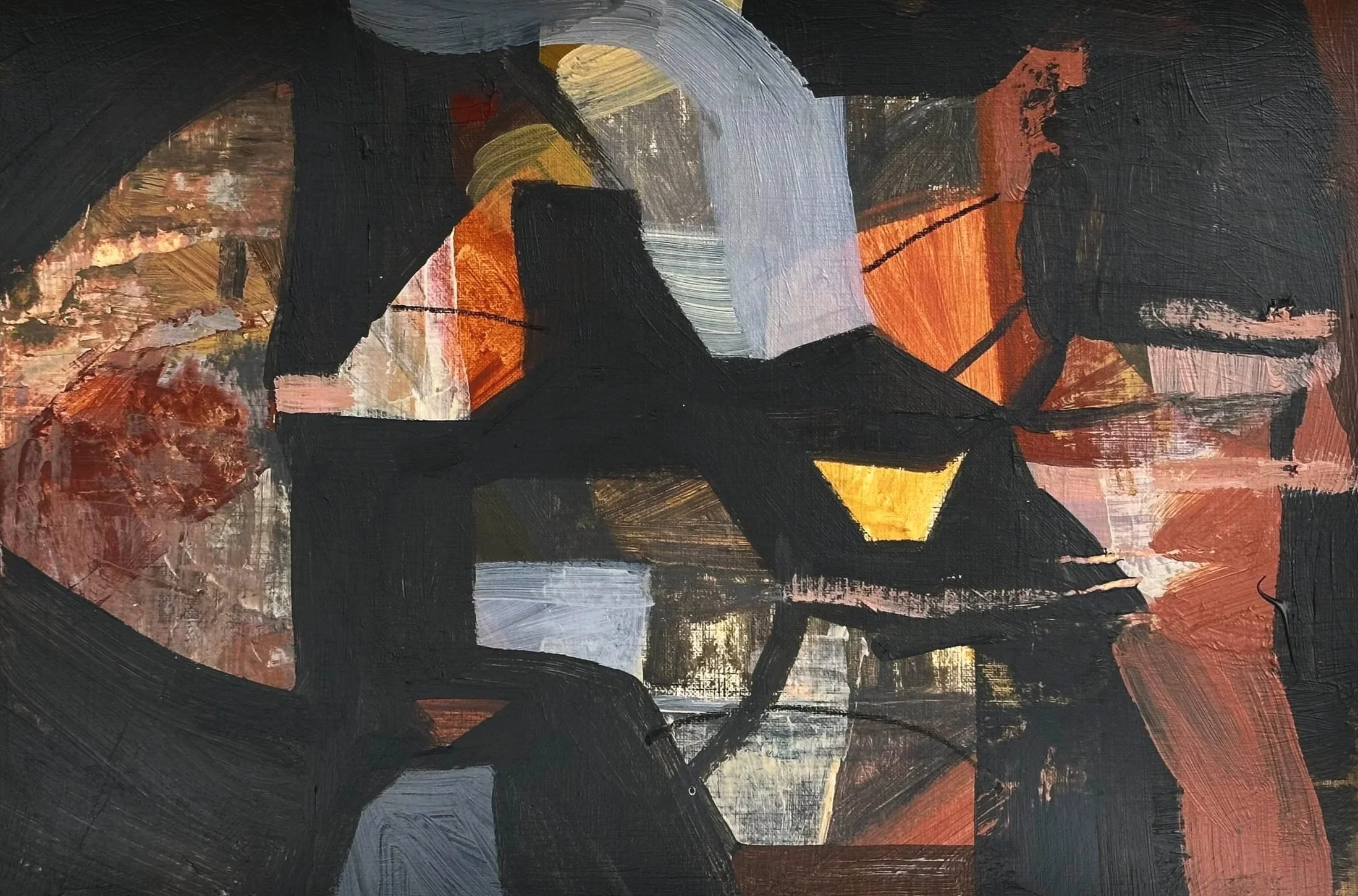 Untitled Acrylic Study (i), 15.0 x 37.0 cm, Acrylic & wax pencil on paper, 2024