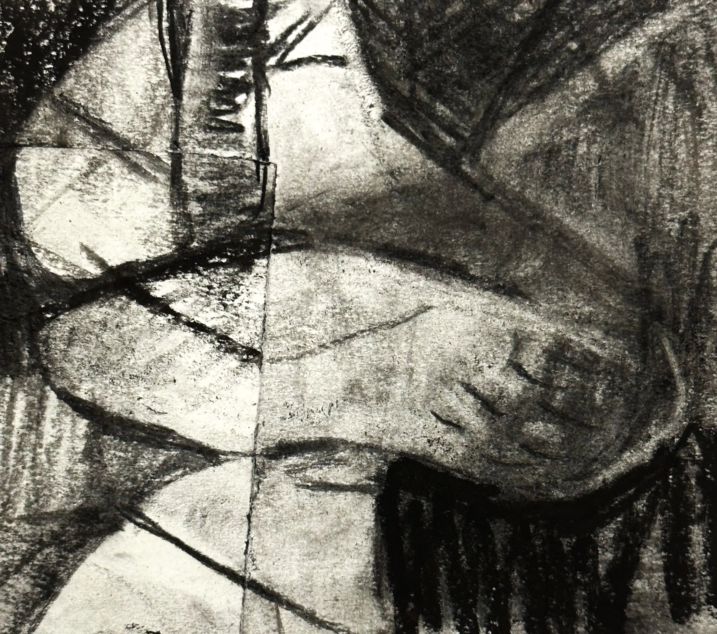 Collaged drawing (iv) 2023
Compressed & Willow Charcoal, glue on paper 10 x 10cm