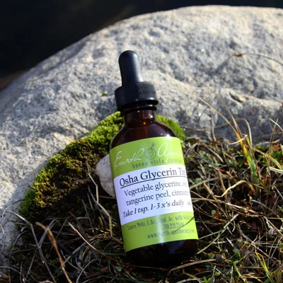 Osha whiskey &amp; honey 2 ounces - Ingredients: Ethically harvested Osha root extracted in Colorado rye whiskey, local honey, spring water.