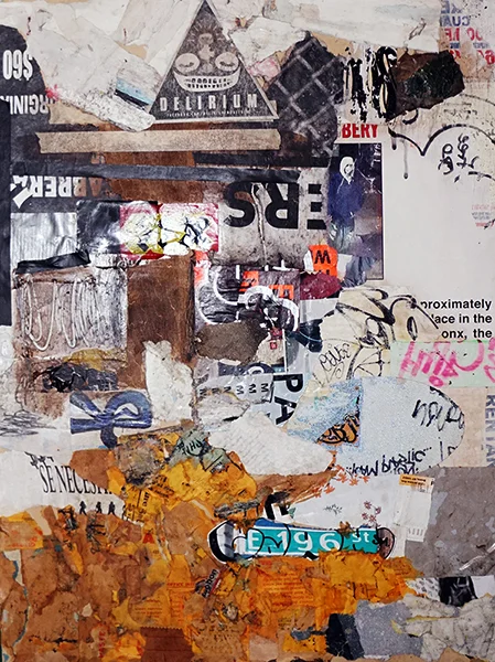 skin of Bronx mix media on wood 1"8” x 24” 2017