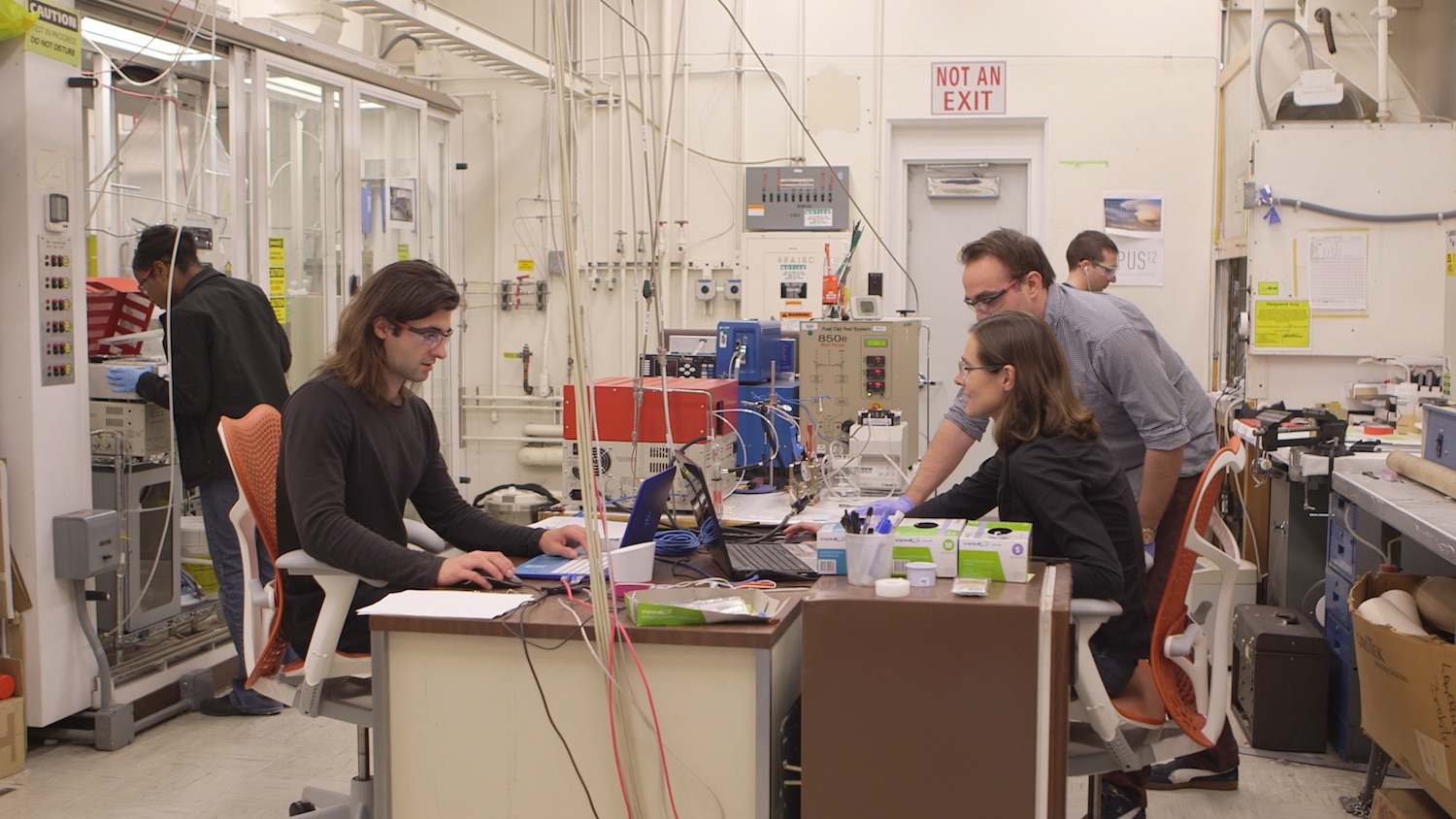 The Opus 12 team conducting experiments at Berkeley Lab