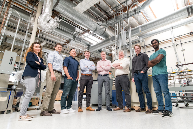 The Nelumbo team, from left to right: Maria Tzedaki, senior research scientist; Nick Montes, ARE fellow; Michael Ung, process engineer; Liam Berryman, CEO; Lance Brockway, CTO; Dave Walther, SVP, engineering; Brian Sweeney, process engineer; Vishnu Udayagiri, Intern. Not pictured: James Ma, director of products